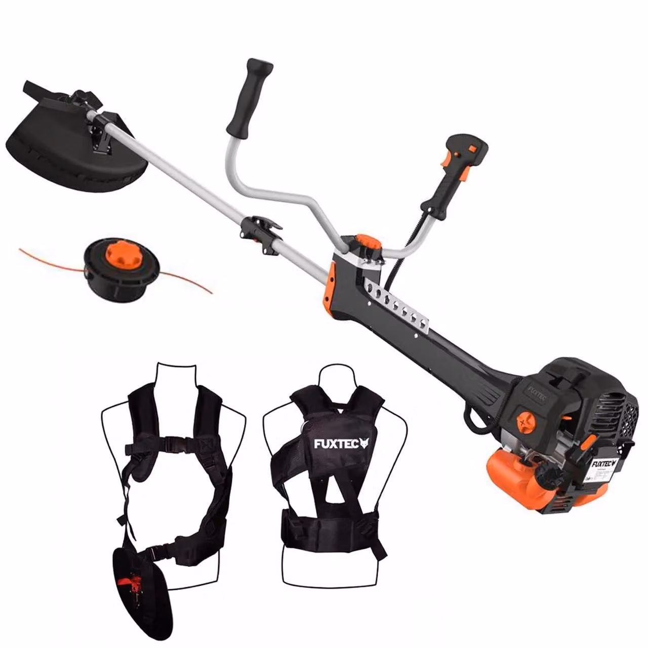 Decespugliatore a scoppio professionale FUXTEC FX-PS152 - 52cc | 11kg | con testina a doppio filo | lama a 3 denti | con cinghia di trasporto comfort | 3hp | 2 tempi