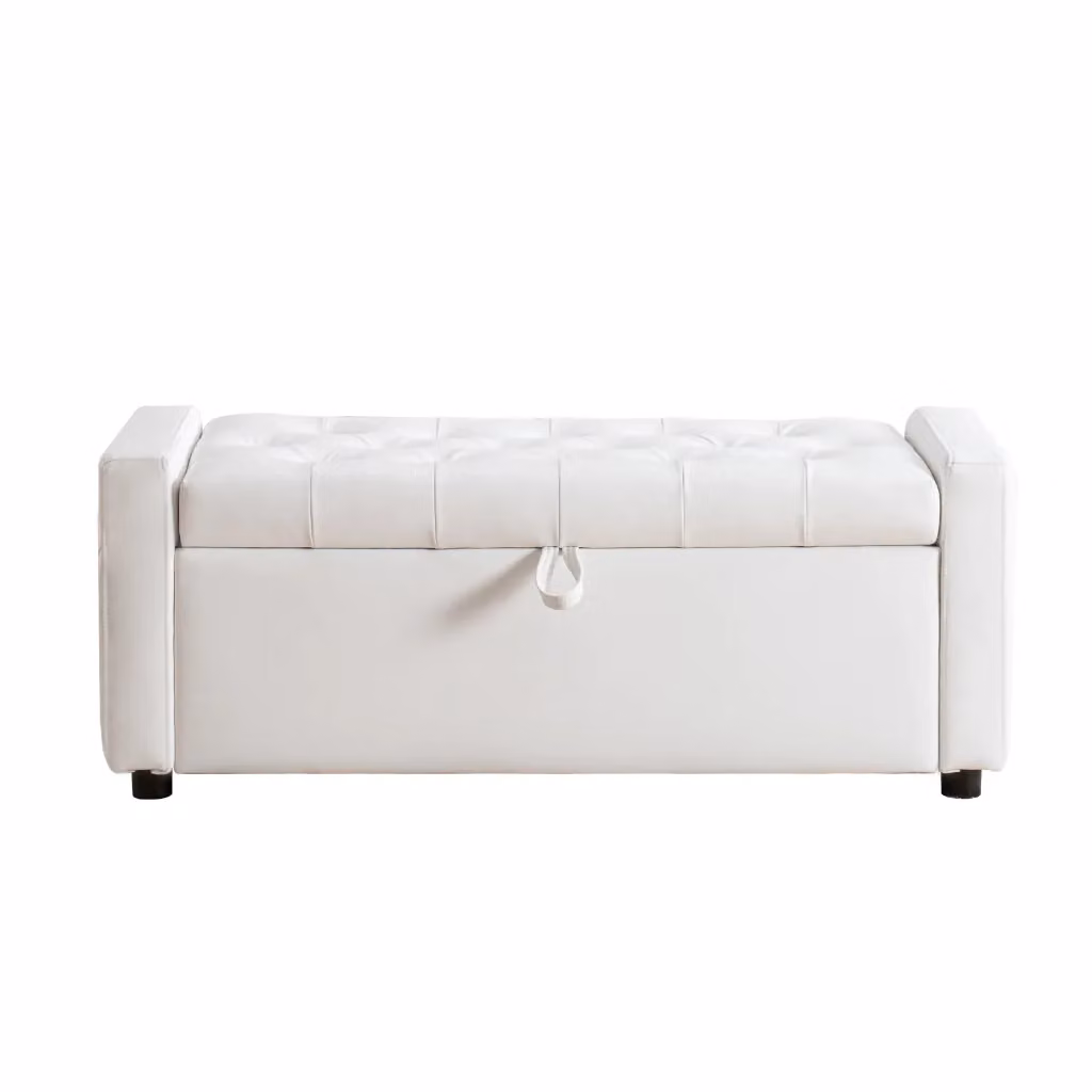 Pouf contenitore imbottito Minimal in ecopelle marrone L: 80 cm, P: 40 cm, H: 40 cm – 2