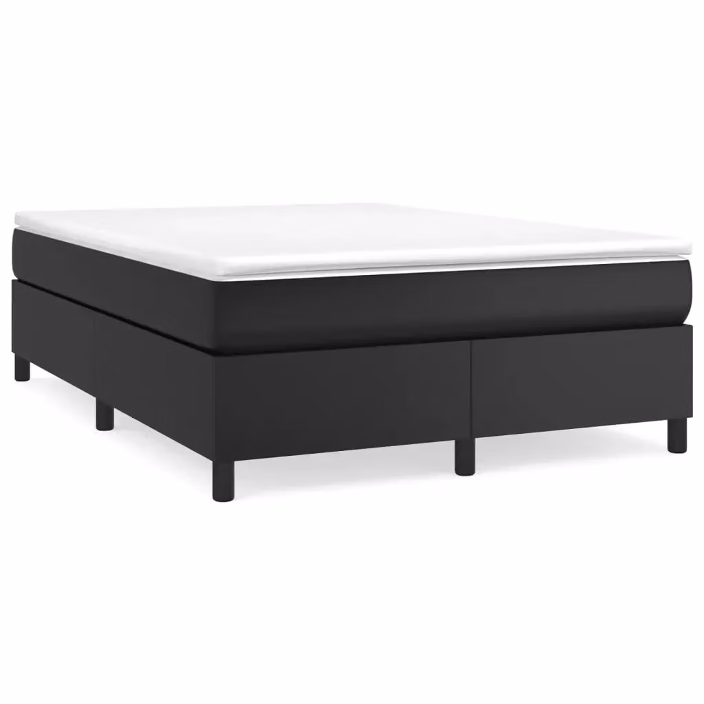 Struttura Letto a Rete a Molle Giroletto in Similpelle Nero L 140 x P 200 cm – 2