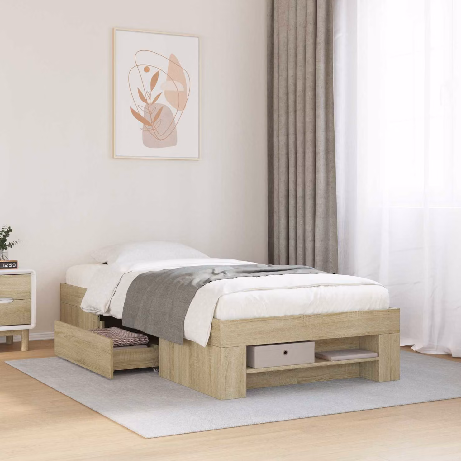 vidaXL Telaio del letto con cassetti in Rovere Sonoma, L 80 x P 200 cm