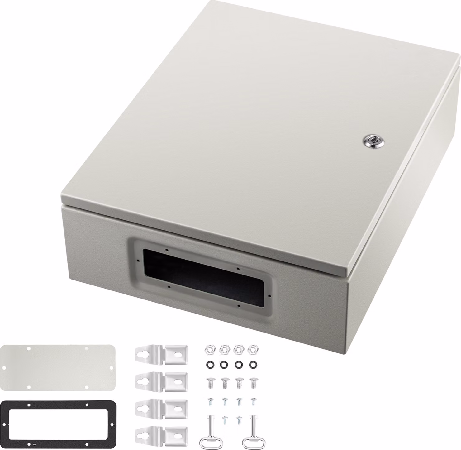SucceBuy Contenitore in acciaio NEMA, 20 x 16 x 6 pollici, scatola di giunzione impermeabile NEMA 4X, scatola di giunzione per esterni/interni antipolvere IP66 con piastra di montaggio