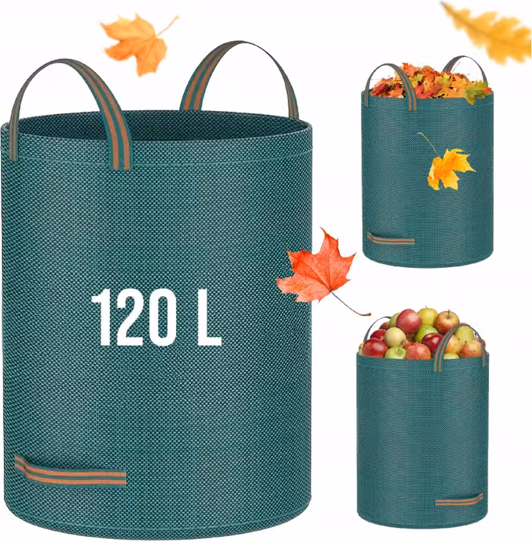 Sacco Per Rifiuti Da Giardino Per Foglie, Lettiera, Erba 120L Robusto E Pieghevole Con Manici