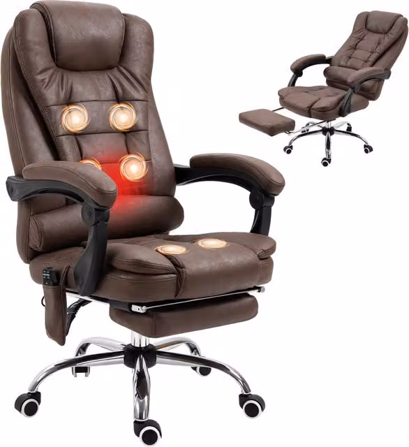 Sedia da ufficio ergonomica con massaggio e funzione riscaldamento ¨C Xylo ¨C Marrone, girevole, fino 120 kg