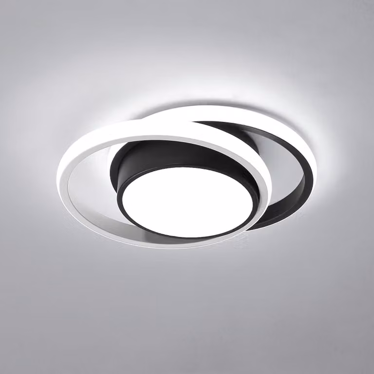 Lampada a soffitto LED moderna, 32W, forma circolare, ideale per camera da letto, bagno, cucina, balcone. Diametro 280mm, luce bianca fredda 6500K, colore nero