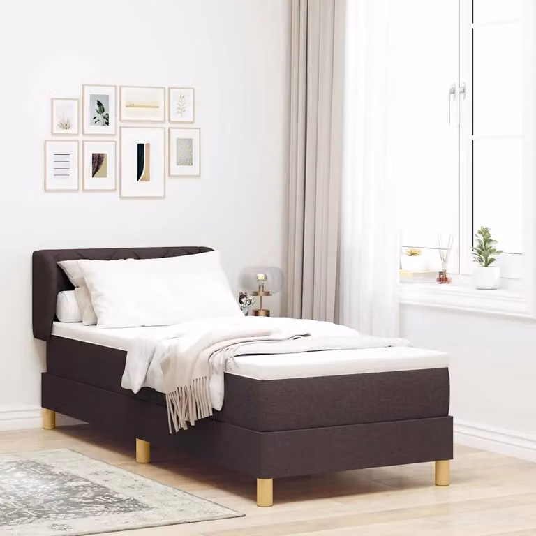 Letto a molle con testiera vidaXL in tessuto marrone scuro L 80 cm x P 200 cm