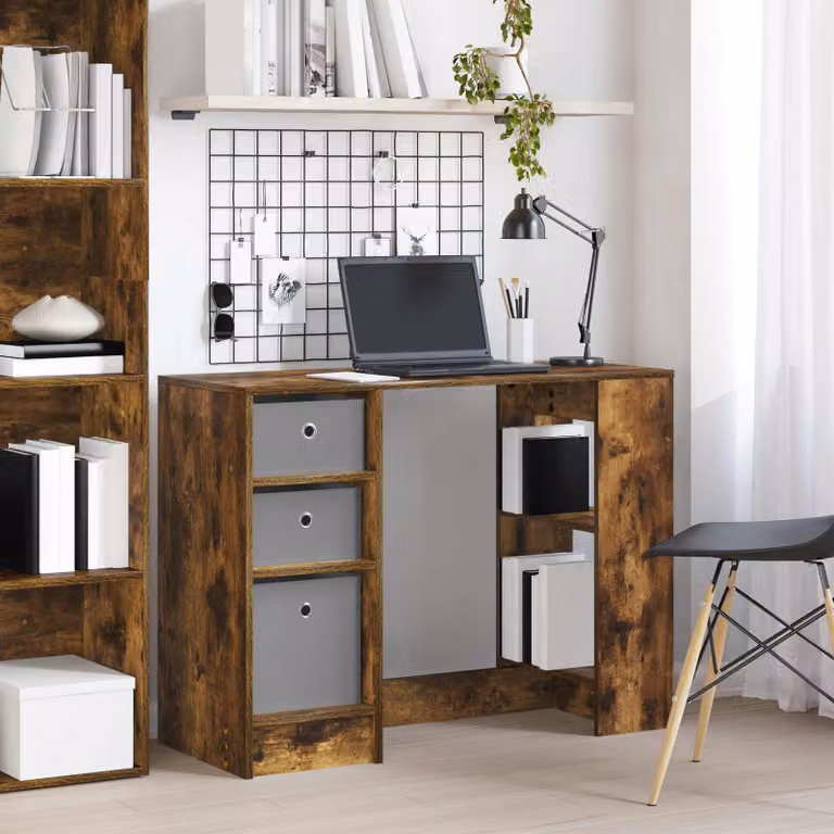 Scrivania moderna vidaXL in legno rovere marrone L: 100 cm, P: 40 cm, H: 75 cm
