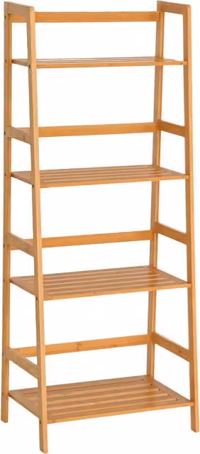 Scaffale Multiuso HOMCOM a 4 Livelli in Bambù Naturale L: 48 cm, P: 30 cm, H: 119 cm