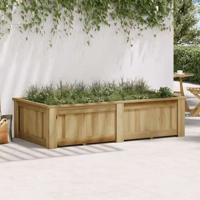 Fioriera | Cassetta per fiori | Vaso Rialzata 196x100x50 cm in Legno di Pino Impregnato