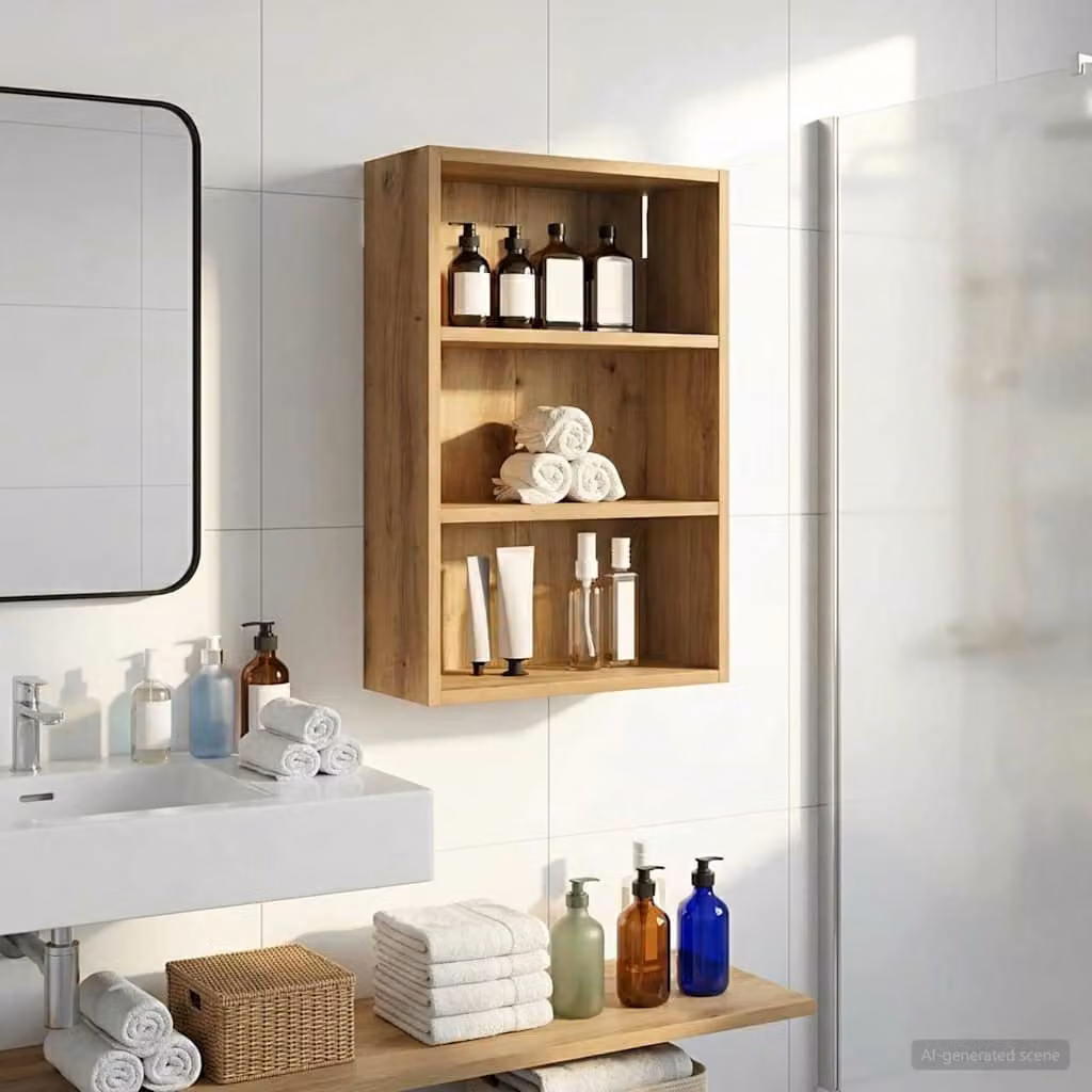 Armadio da bagno a muro vidaXL in rovere marrone con ripiani interni L/P/H: 40 x 16 x 62,5 cm