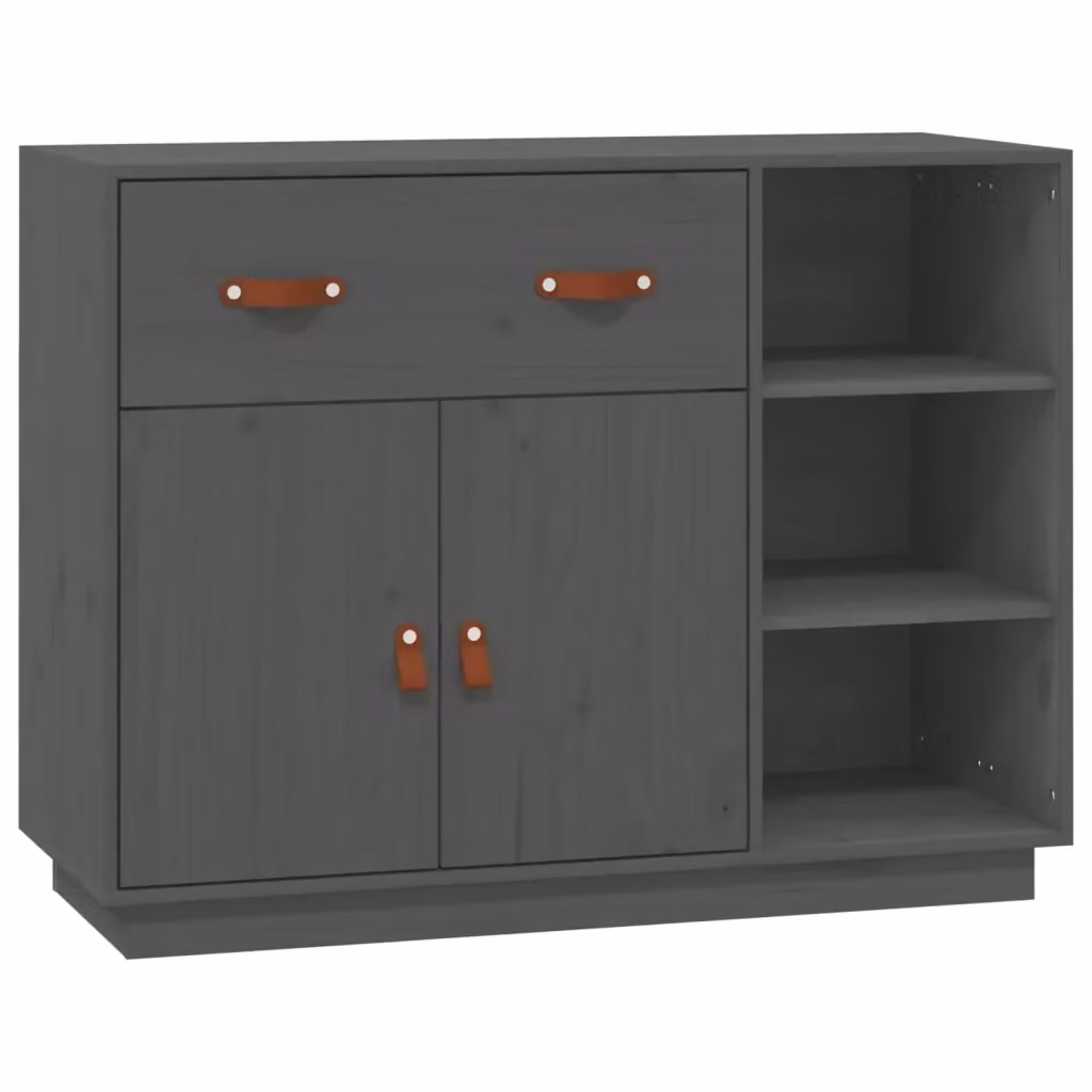 Credenza Buffet Design Mania in Legno Massello di Pino Grigio L: 98,5 cm, P: 40 cm, H: 75 cm – 2