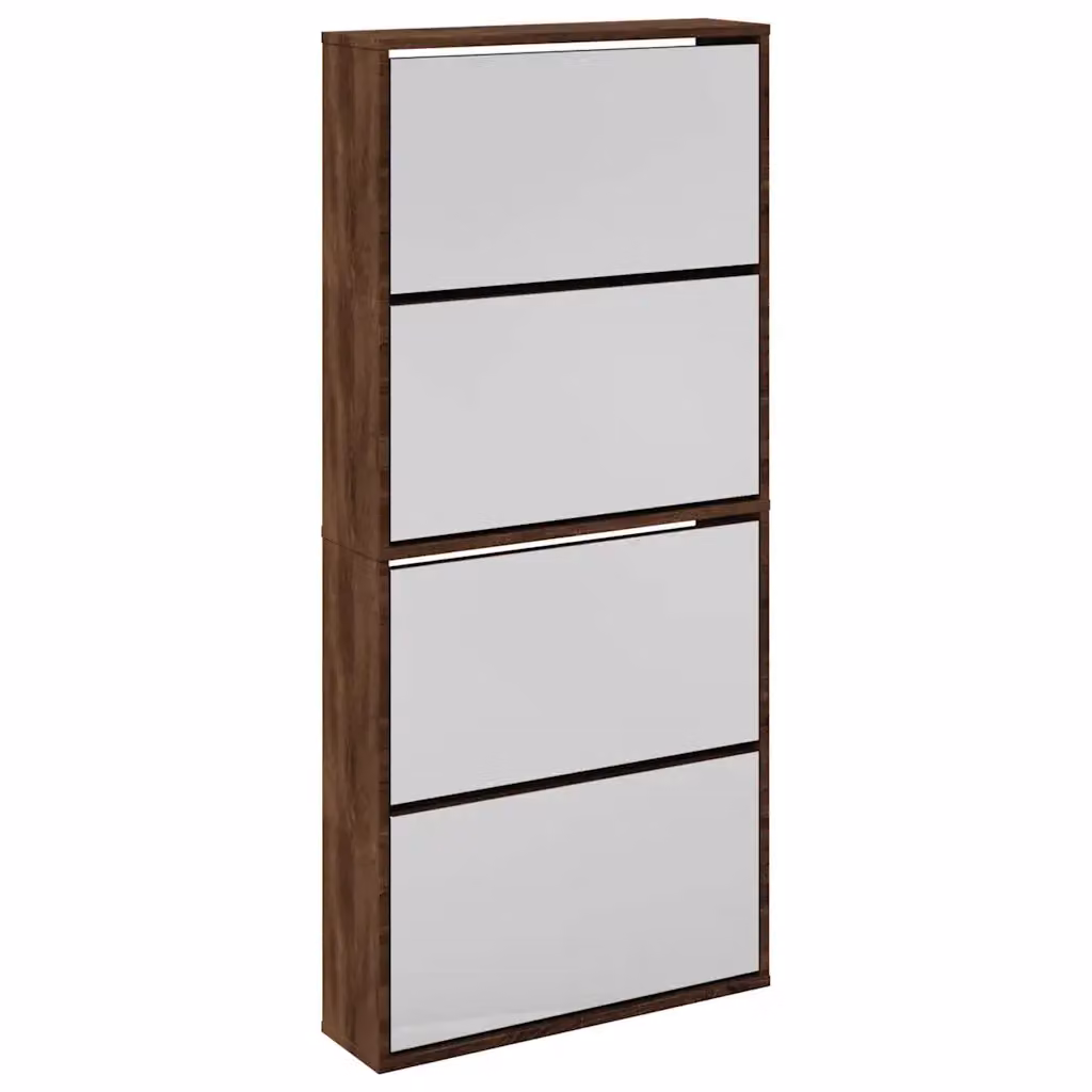 Scarpiera moderna con specchio vidaXL in legno color rovere marrone L: 63 cm, P: 17 cm, H: 134 cm – 2