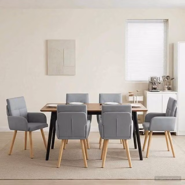 Sedie da pranzo 6 pz Tessuto Grigio Chiaro 60 x 56 x 93 cm 3428365