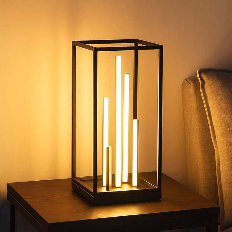 FISCHER & HONSEL Lampada da tavolo a LED Grid, dimmerabile, Nero, Soggiorno / Sala da pranzo, Metallo, Moderno, Lampada da tavolo LED