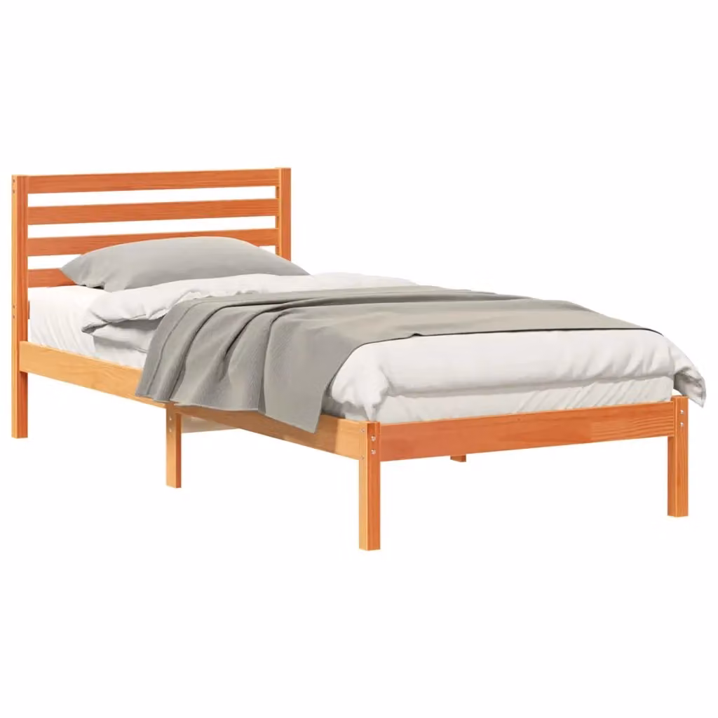Struttura letto in pino massello vidaXL marrone cerato L/P/H: 225.5 x 95.5 x 80.5 cm – 2