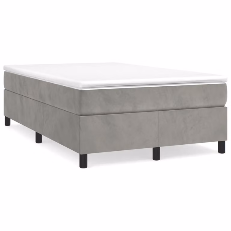 vidaXL Giroletto a Molle Ibrido con Materasso in Velluto Grigio e Bianco L/P/H: 200 x 120 x 33,5 cm