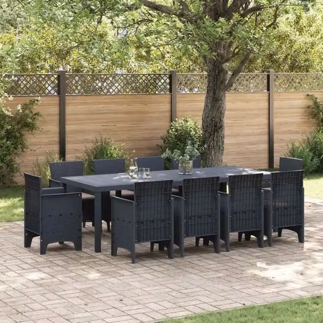 Set da Pranzo per Giardino 11 pz Antracite Polipropilene 3378593