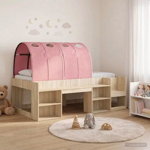 Letto con Tunnel 3 pz Rovere Sonoma e Rosa Legno ingegnerizzato 3423590