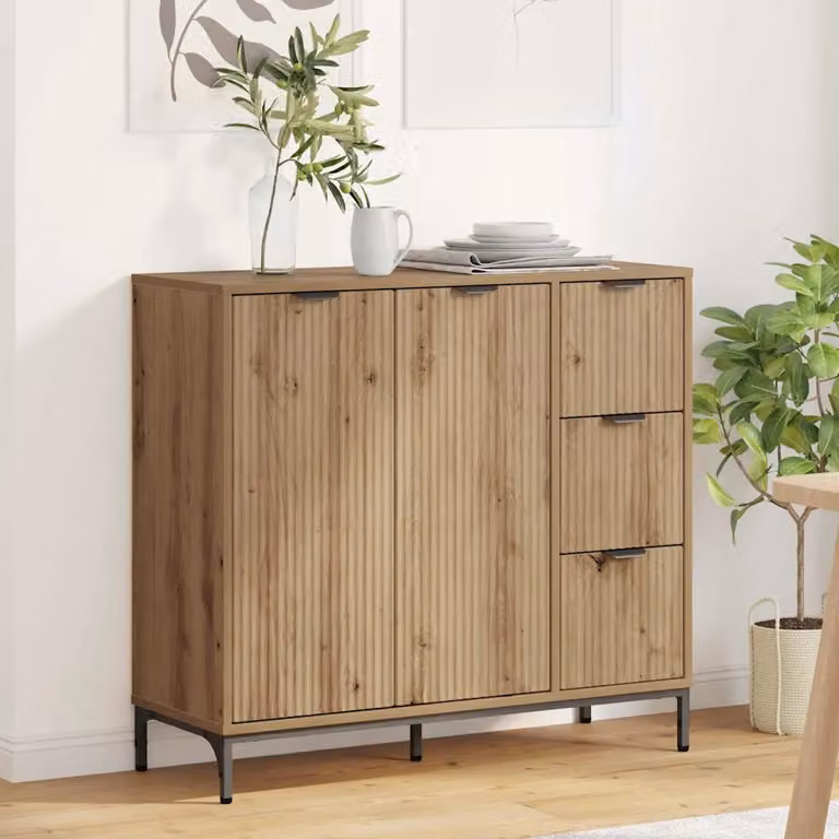 Credenza moderna vidaXL in rovere marrone per soggiorno e cucina L: 89,5 cm, P: 33 cm, H: 82 cm