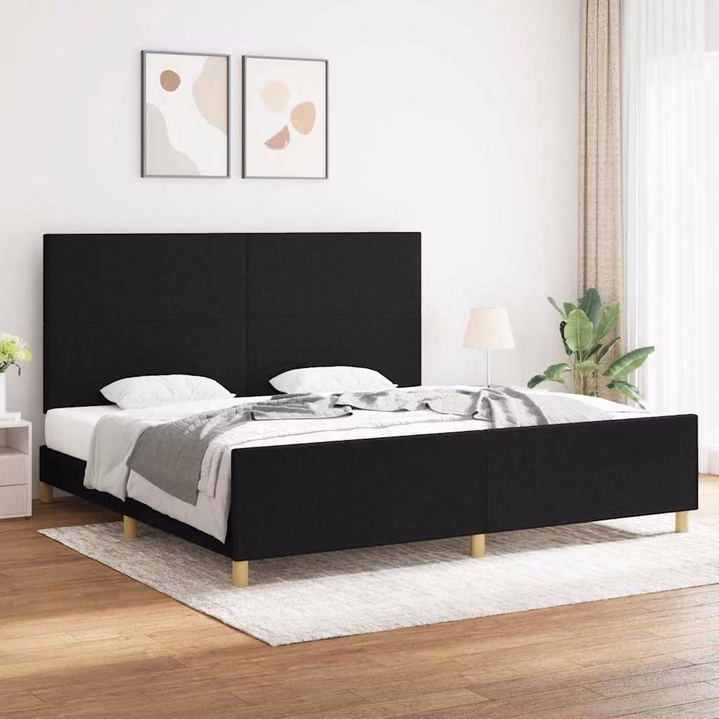 Giroletto vidaXL senza materasso in tessuto nero L/P/H: 200 x 200 x 128 cm – 1
