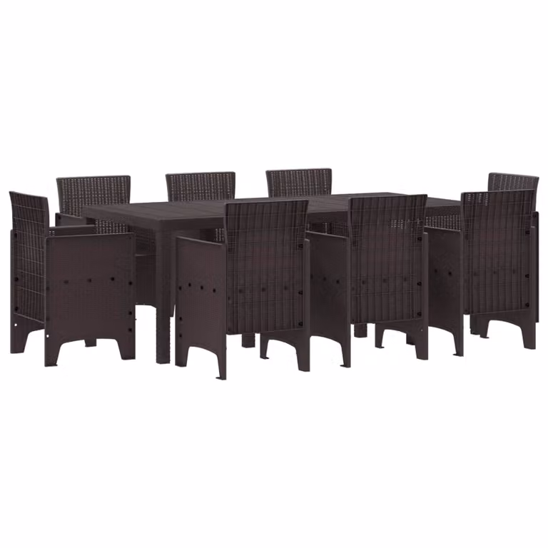 vidaXL Set da Pranzo per Giardino 9 pz Marrone Polipropilene