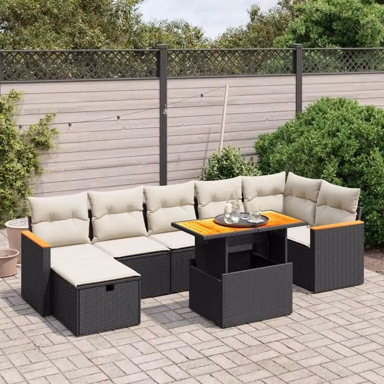 Maison Exclusive - Set Divani da Giardino con Cuscini 8 pz Nero in Polyrattan