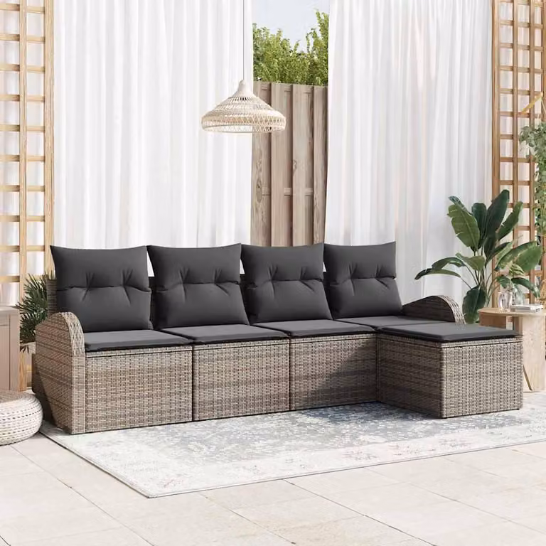 Maison Exclusive - Set Divano da Giardino Grigio polyrattan