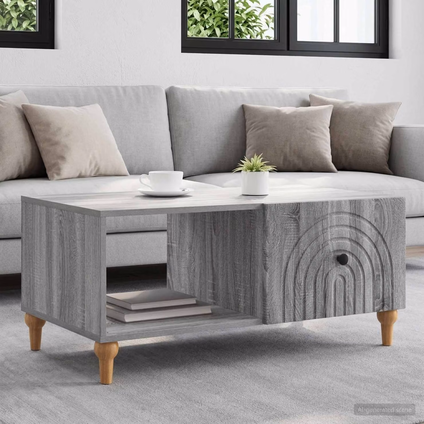 vidaXL Tavolino da salotto moderno rettangolare Grigio L/P/H: 90 x 50 x 40 cm