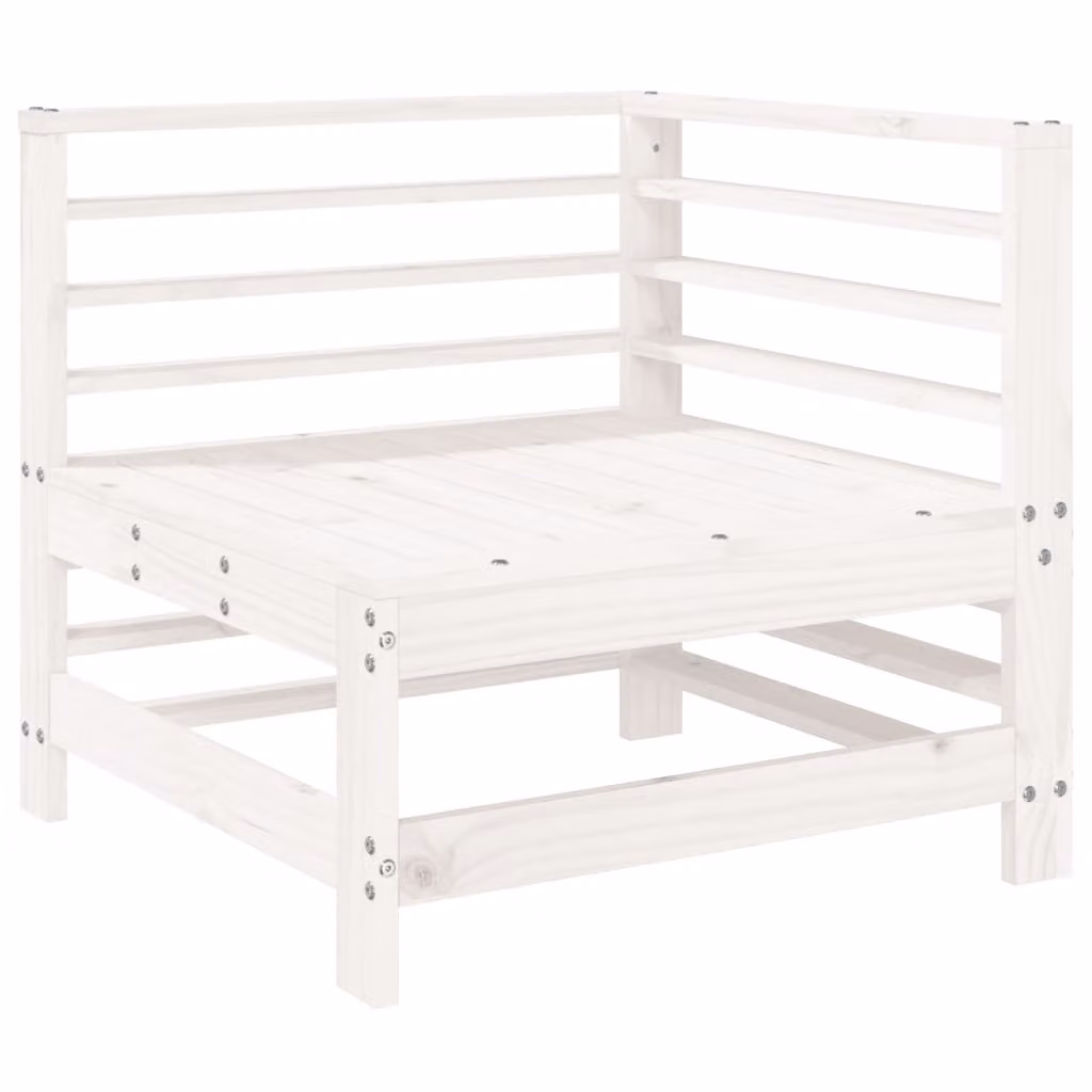 Set Salotto da Giardino 8 pz in Legno Massello di Pino Bianco