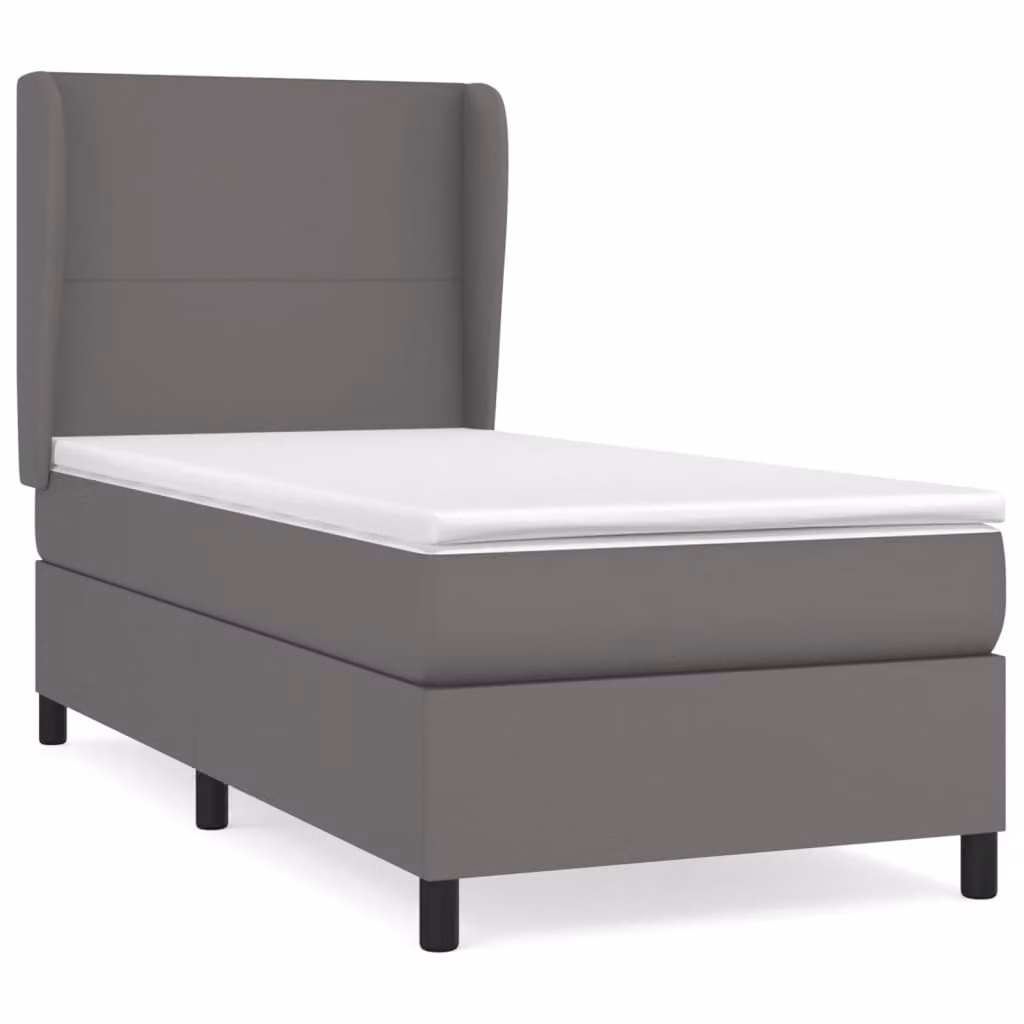 Giroletto a Molle con Materasso Grigio 100x200 cm in Pelle finta
