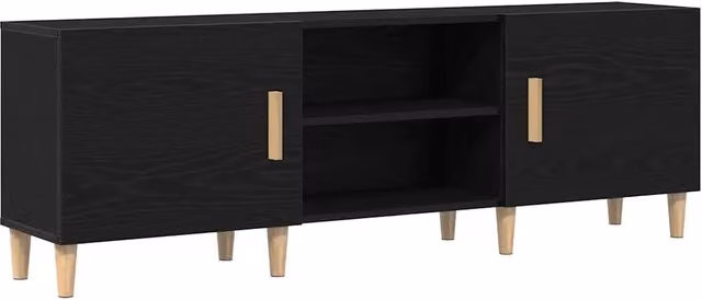 Mobile TV rettangolare moderno 150 x 30 x 50 cm con pratico contenitore stile contemporaneo in legno multistrato rovere nero 02_0051924