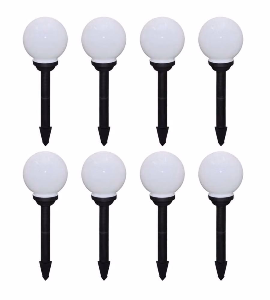 Set di 8 lampade solari LED da sentiero vidaXL con picchetto, luce bianca calda, colore bianco, Altezza: 15 cm – 2