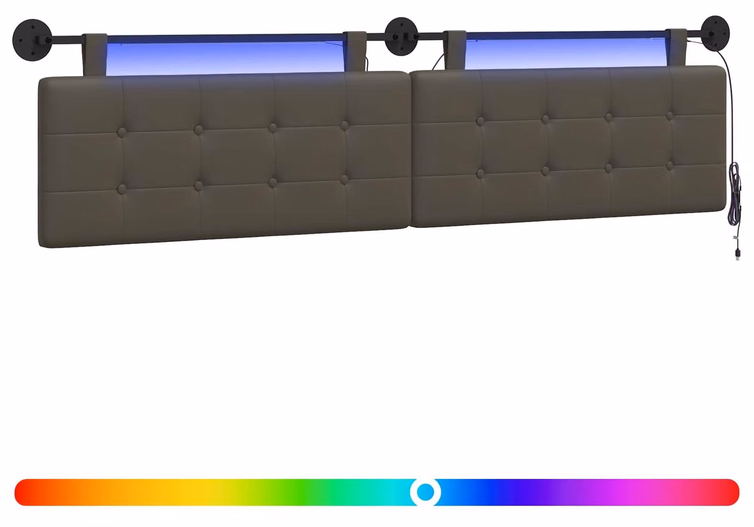 Testiera sospesa Con luce LED Grigio Pelle finta