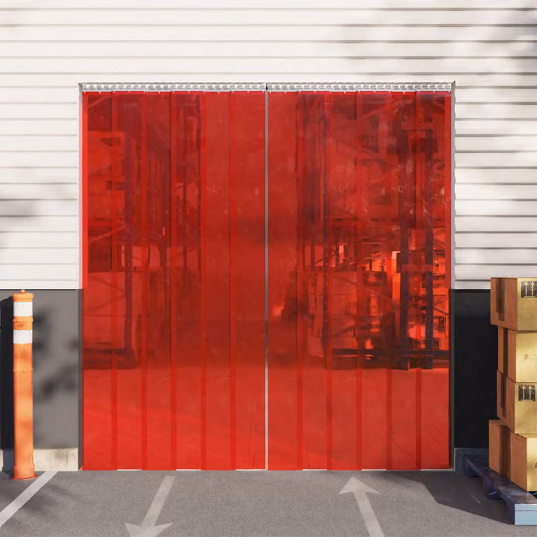 Tenda per porte a strisce vidaXL in PVC rossa, isolante termica e fonoisolante, L: 200 mm x P: 1,6 mm x Lunghezza: 50 m