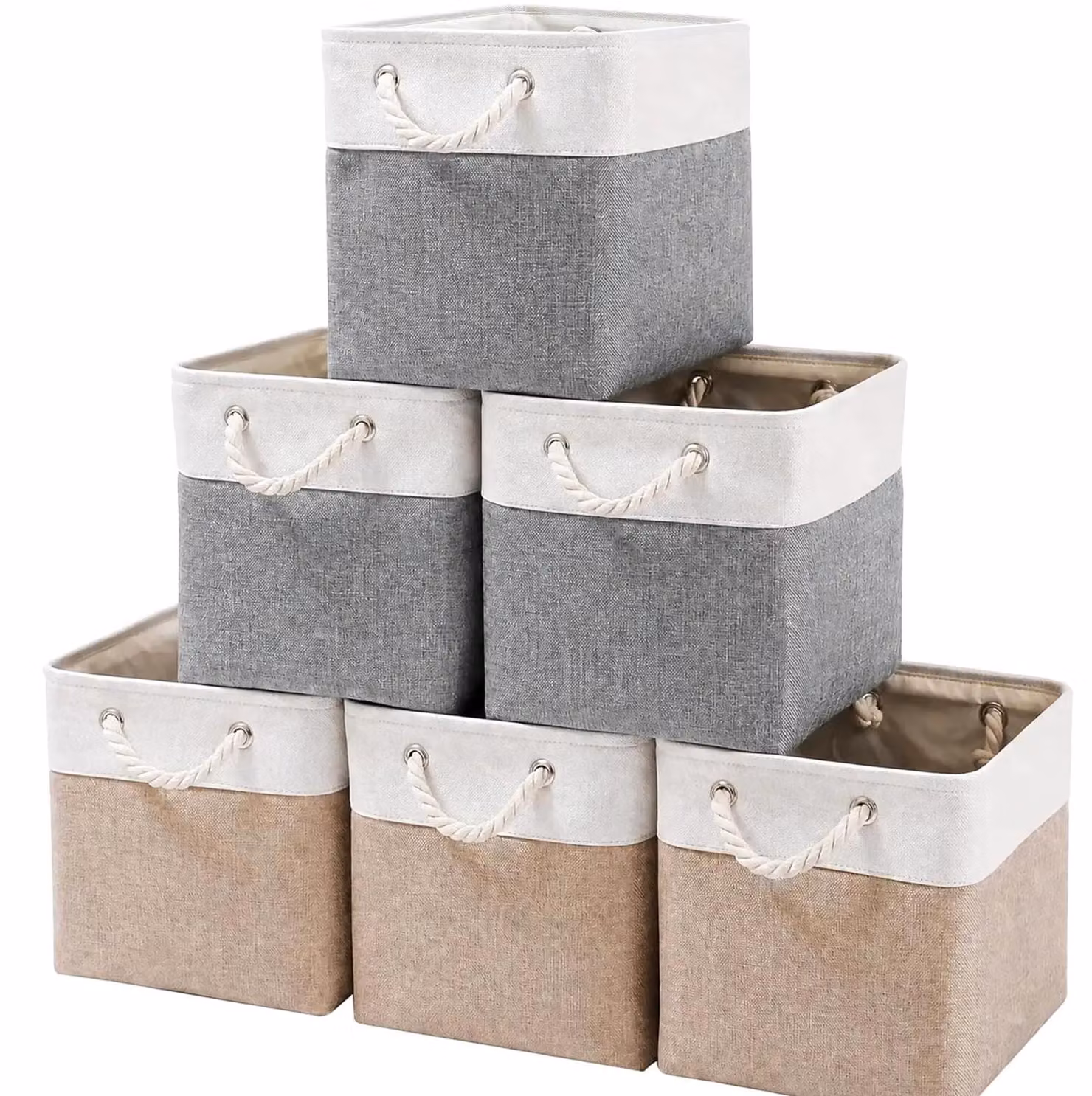 Solidchoice - Set di 6 scatole portaoggetti in tessuto, 28 x 28 x 28 cm