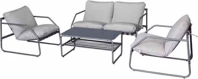 Set da giardino in metallo con cuscini "Sora" - 4 posti - Grigio