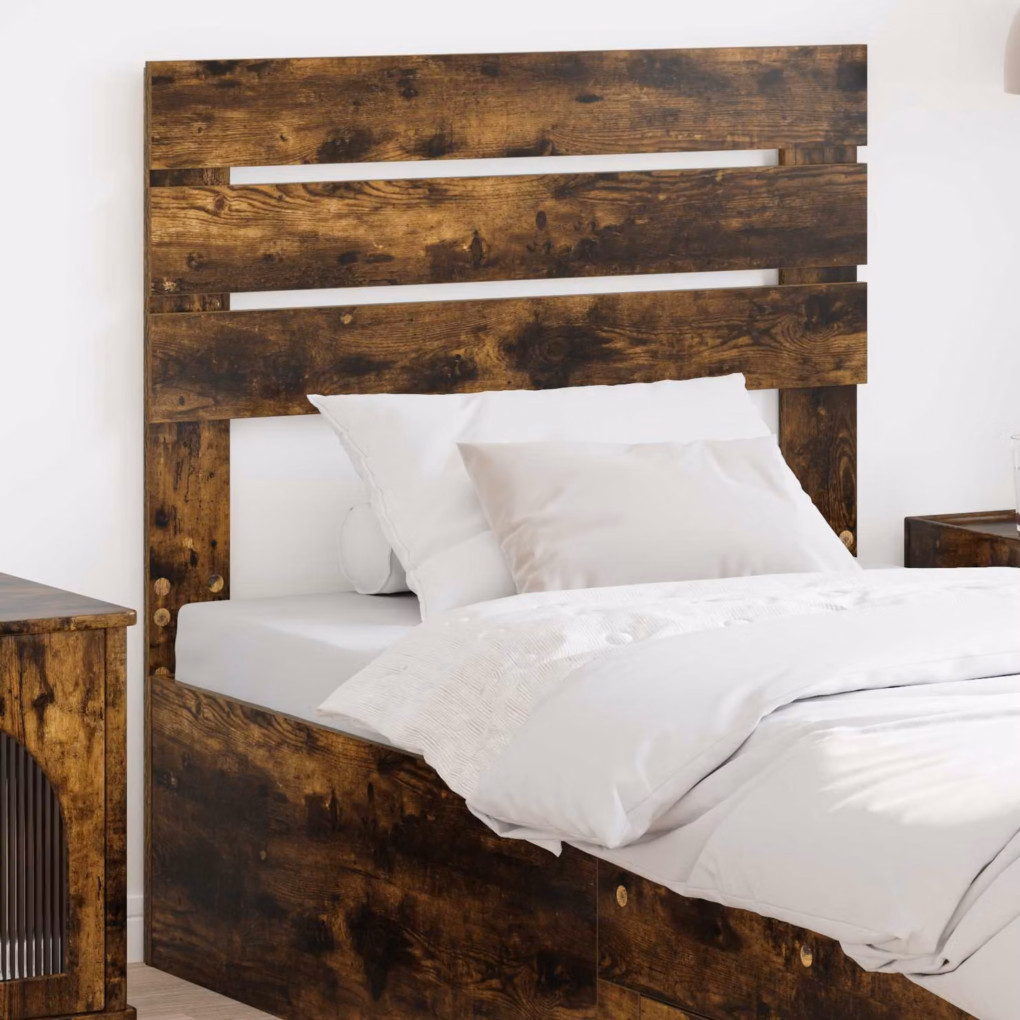 Testiera per letto vidaXL in legno ingegnerizzato Rovere fumé marrone con finitura opaca