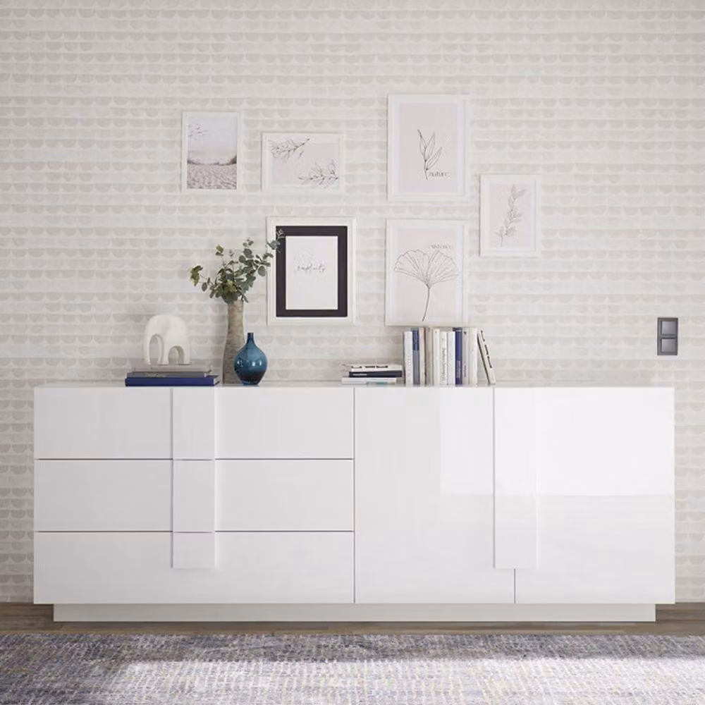 Madia 2 ante 3 cassetti Kliata 241 colore bianco laccato lucido
