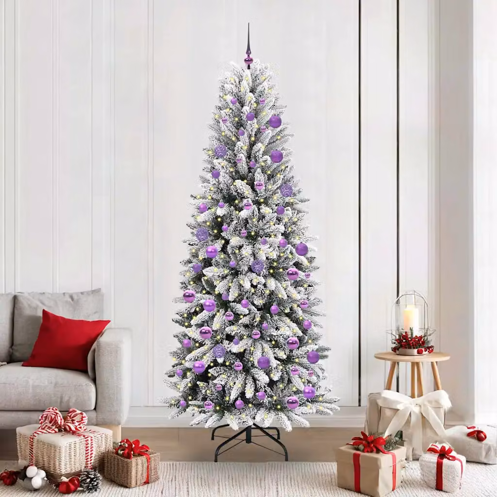 Albero di Natale artificiale moderno vidaXL bianco con 300 LED luce bianca calda – 1