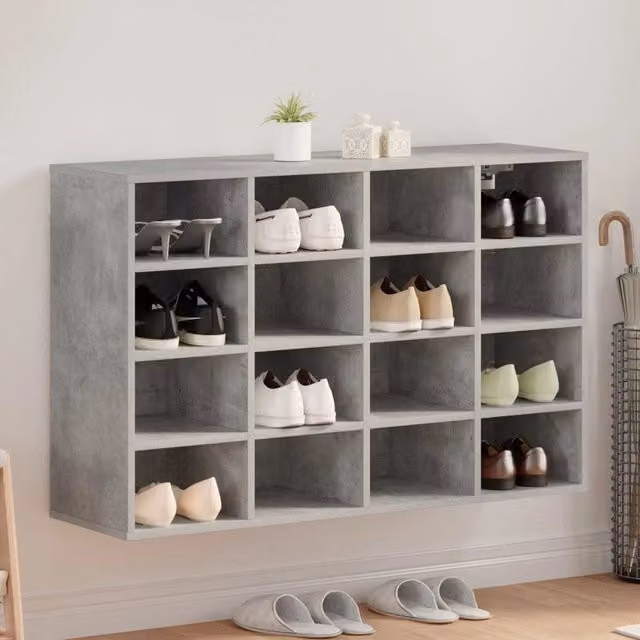 Scarpiera minimalista vidaXL in legno e MDF, colore grigio opaco, L 103 x P 30 x H 67 cm – 1