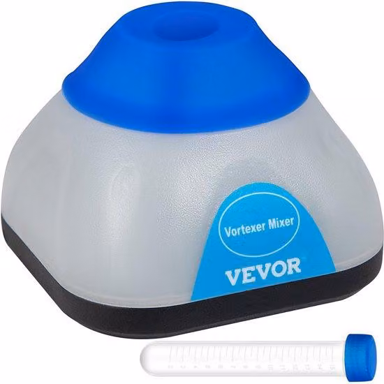Piccolo frullatore da laboratorio con 3000 giri al minuto, recipiente da 50 ml, struttura in plastica e silicone con motore a corrente continua