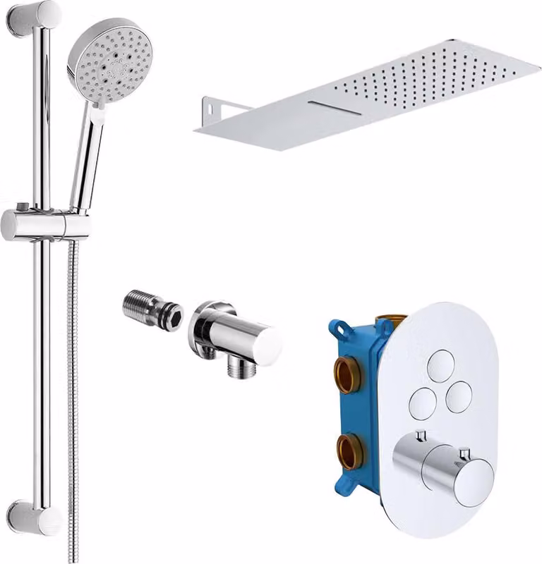 Set doccia Mereo con miscelatore da incasso - 3 vie - copertura ovale - CB60157TB3