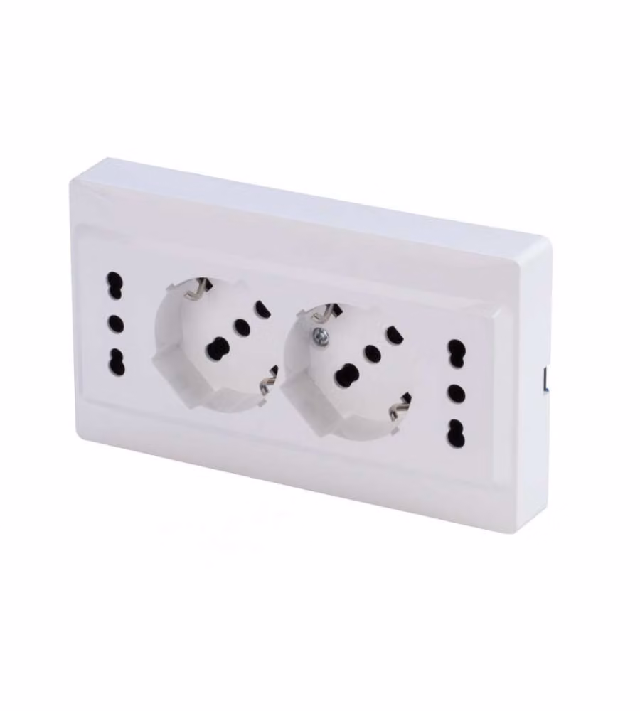 PolyPool Presa multipla da incasso 2 standard 10/16A e 2 pluristandard