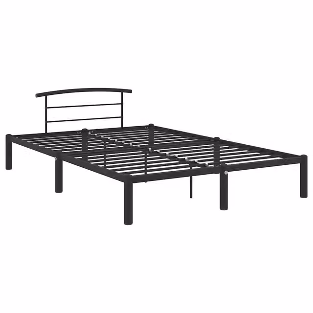 Letto matrimoniale | Letto per adulti | Giroletto Nero in Metallo 120x200 cm