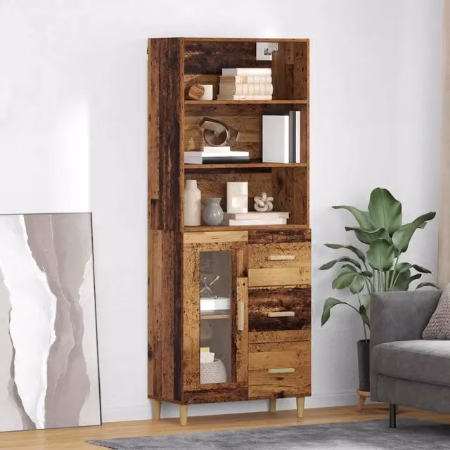 Credenza-Buffet-Armadio da cucina Legno vecchio 69,5 x 34 x 180 cm Legno multistrato 570479