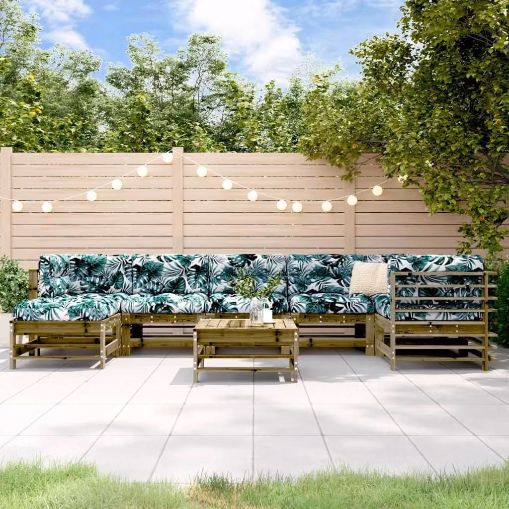 Maison Exclusive - Set da giardino da 8 pezzi con cuscini, in legno di pino trattato