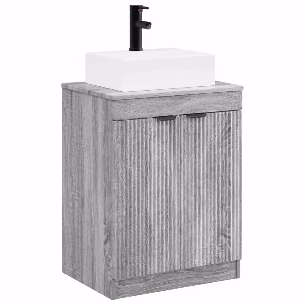 Mobile lavabo moderno vidaXL grigio opaco in legno MDF per il tuo bagno – 2