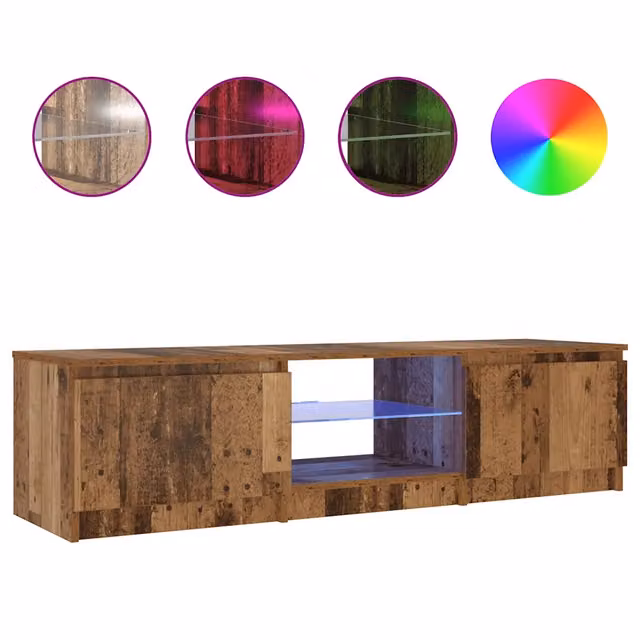 Mobile TV sospeso moderno HELLOSHOP26 con luci LED integrate in legno di rovere color marrone L/P/H: 140 x 40 x 36 cm