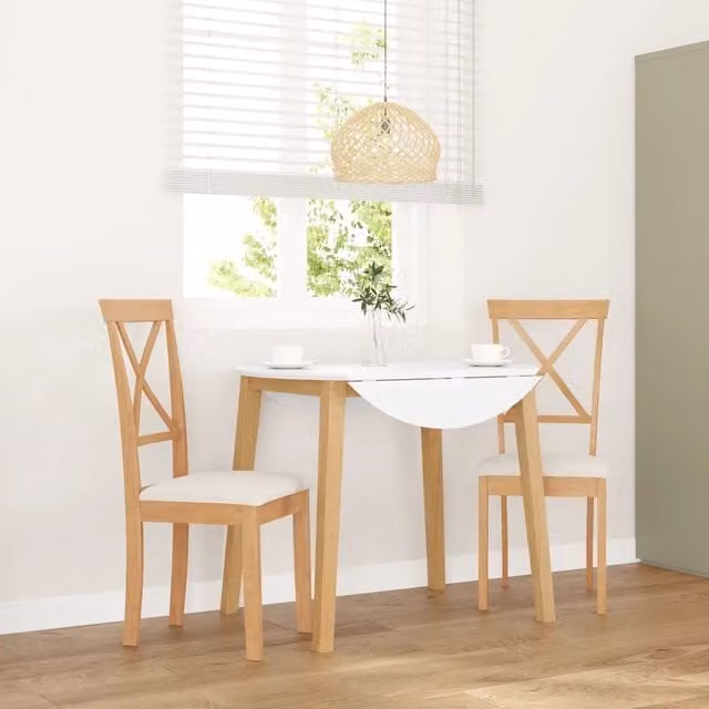 Set di 2 sedie da pranzo Gogarden in legno massello di Hevea con cuscini beige in stile scandinavo