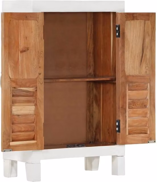Credenza Bianca 55x30x90 cm in Legno Massello di Acacia 351612