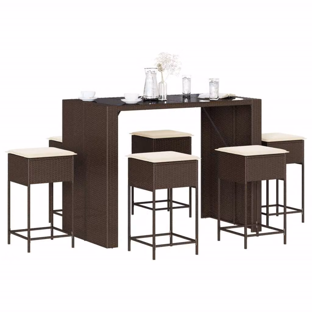 Maison Exclusive - Set da giardino da 7 pezzi con cuscini, in polyrattan marrone